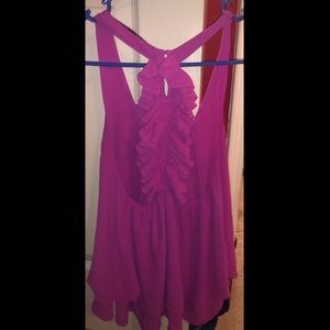 Naked Zebra Hot Pink Ruffle Back Tank Medium